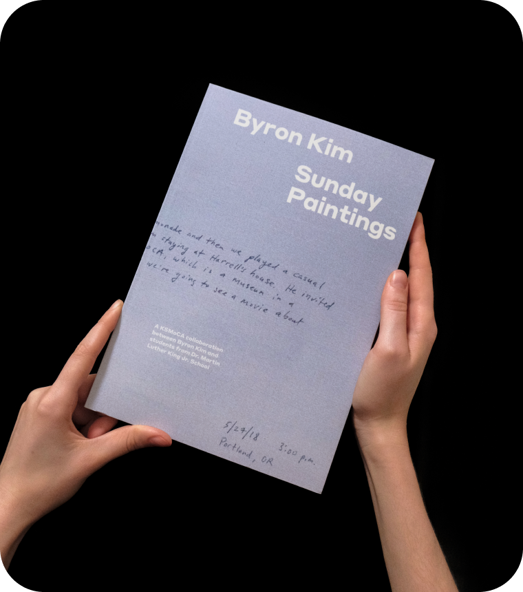 Byron Kim Catalog Cover with sky and handwritten text