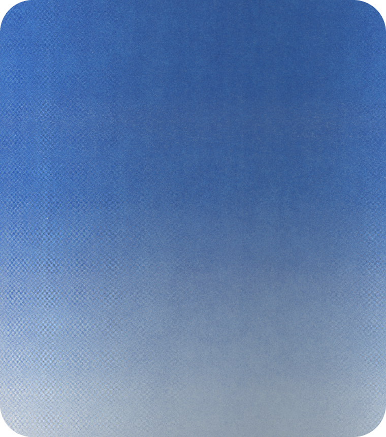 Risograph print text of sky gradiating from blue to white